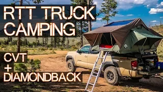 ULTIMATE Truck Roof Top Tent Camping - CVT on DiamondBack Cover Glory - Toyota Tacoma Overlanding