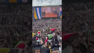 Students protest for Palestine during Michigan University commencement