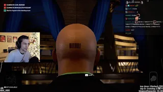 xqc scans agent 47's barcode on his head