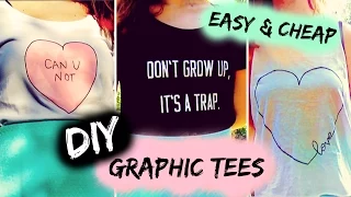 DIY T-Shirt ideas inspired by Tumblr | Easy & Cute graphic tees (3 ways)