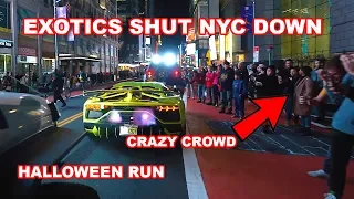 EXOTIC CARS TAKE OVER TIME SQUARE DURING HALLOWEEN *SV/SVJ HEAVEN*