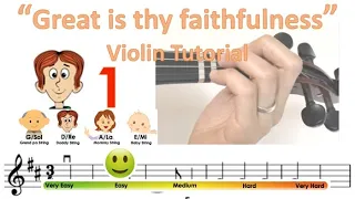 Great is thy faithfulness sheet music & violin finger pattern tutorial | Easy level Hymn | HTP TV