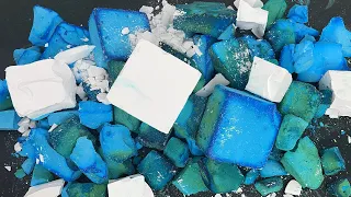 16 Blocks of Messy Nessie Blue and Turquoise Dyed gym chalk | Satisfying ASMR