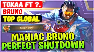 MANIAC Bruno Perfect Shutdown [ Top Global Bruno ] Tokaa ft ?. - Mobile Legends Emblem And Build