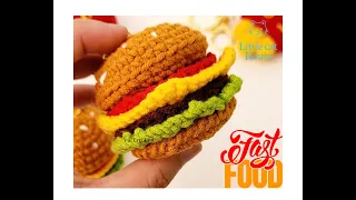 #17 Hướng dẫn cách làm Hamburger bằng len - Hamburger crochet