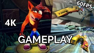 Crash Bandicoot N. Sane Trilogy & WipEout Omega Collection PS4 Pro Gameplay [4K 60FPS]