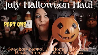 JULY HALLOWEEN DECOR HAUL| PART 1|  CRACKER BARREL, AT HOME, BIG LOTS, ROSS, 1806 ANTIQUES & AMAZON