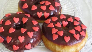 ПОНЧИКИ!!! БЕЗ ДРОЖЖЕЙ ПОНЧИКИ с ГЛАЗУРЬЮ за 20 МИНУТ!!! Donut VALENTINE.