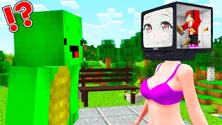 JJ Inside TV GIRL HEAD! SHE CATCH MIKEY in VILLAGE! Mikey SAVE THEM in Minecraft - Maizen