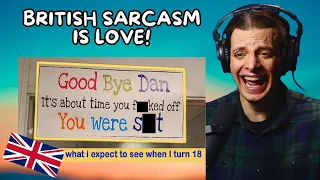 American Reacts to 50 British Humor Photos!