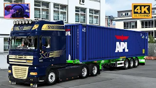 DAF XF105 510 in Promods | Arnhem - Padborg | ETS2 Gameplay 4K + wheel cam