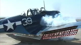 Douglas SBD Dauntless Dive Bomber Startup - Engulfed in Smoke & Propwash