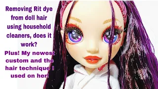 Removing Rit Dye from Rainbow High doll hair with household items experiment