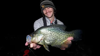 Ice Fishing GIANT CRAPPIE at Night! (2024)