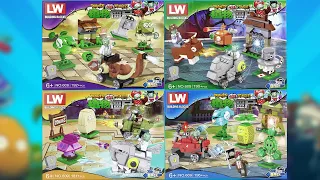 Lego Plants vs Zombies: 4 Boxes 15 PVZ Game Characters Brick Sets Unbox & Build | Unofficial Lego