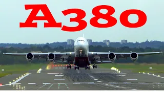 Emirates Airbus A380-842 reg A6-EVB Birmingham - Dubai taking off 4K