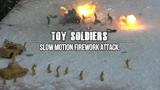 Army men vs. fireworks - Slowmotion explosions