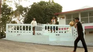 Children playing outside the guest house of Ziona