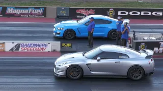 Nissan GT-R vs Shelby and Mustang GT- drag racing