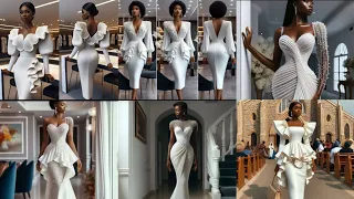 LATEST WHITE DRESS GOWN FOR WOMEN/ENGAGEMENT/WEDDING/EVENTS #africafashion #ankarastyles #fashion