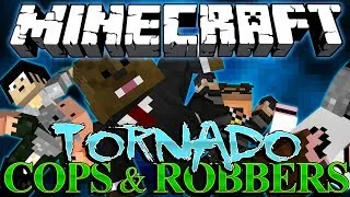 TORNADO GUN!?! Extreme Weather Mod Minecraft Cops and Robbers w/ SkyDoesMinecraft and Friends!