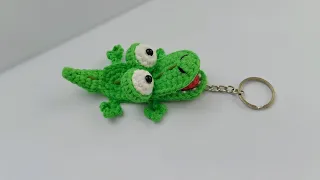 [Crochet Bag Tutorial] - How to make Cute crocodile hairpin brooch illustration