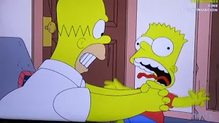 Homer strangles Bart, like always...