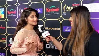 Sajal Ali discuses new projects & Ahad Raza Mir at Hum TV awards 2018.
