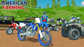 DIRT BIKE + ATV'S RIDING AT CAMPING GROUNDS (40FT TRAILER) | AMERICAN FARMING