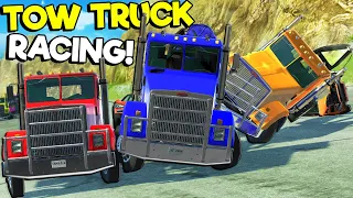 INSANE Tow Truck Mountain Race Causes BIG CRASHES in BeamNG Drive Mods!