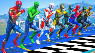 SPIDER-MAN team Running marathon was crazy !! Who is the fastest man alive | GTA 5 MODS