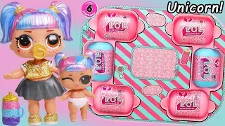 Unicorn Slime Custom LOL Surprise Dolls   #Hairgoals makeover Series 5 Lil Sister Family