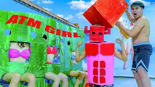 JACKPOT BONUS GIRL PRANK BATTLE NERF Poorman Nerf guns FUN MACHINE ROBOT PRANK WARS | LTV NERF WAR