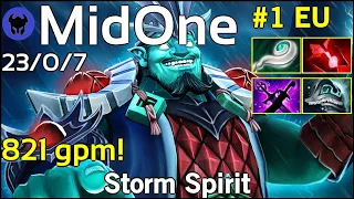 821 gpm! MidOne [Secret] plays Storm Spirit!!! Dota 2 7.21