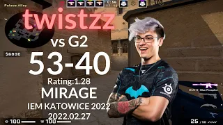 FaZe twistzz (53-40) vs G2 (MIRAGE) @ IEM KATOWICE 2022 FINAL 2022.02.27 | LIM-CSGO POV