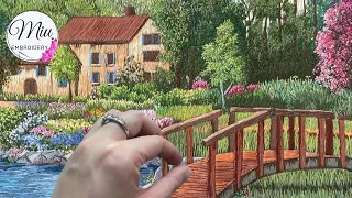 The Making of Thread Painting Landscape 🌳🌸 The Garden Timelapse Hand Embroidery