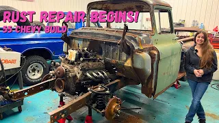 Body Work Begins! 1955 Chevy 3100 - Building My Wife's Dream Truck!