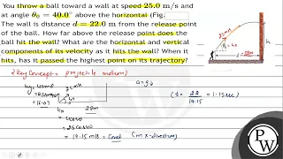 You throw a ball toward a wall at speed ( 25.0 mathrm{~m} / mathrm{s} ) and at angle ( the...