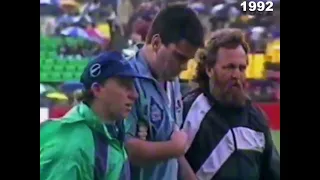 1992-1996 Frank Bunce & Michael Brial, June 1992 at the Concord Oval in Sydney, Bunce injured Brial…