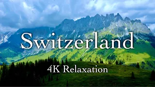 Aerial Switzerland 4K Scenic Relaxation Film with Beautiful Piano Music ~ Aerial Drone Footage UHD