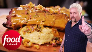 Guy Fieri Is Impressed By Massive Ribs Drenched In Queso | Diners, Drive-ins & Dives