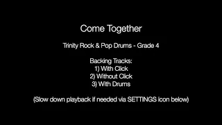 Come Together by The Beatles - Backing Track Drums (Trinity Rock & Pop - Grade 4)