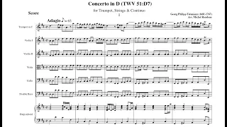 G.P Telemann - Trumpet Concerto in D Major, TWV 51:D7. {w/ score.} Trumpet: Maurice André.