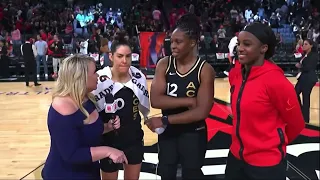 Las Vegas Aces guards postgame sideline interview