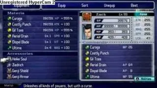 My Final Fantasy VII Crisis Core materia/stats settings