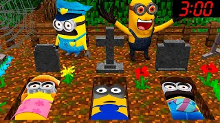 WHAT'S INSIDE MINIONS SECRET GRAVE ? INVESTIGATION in MINECRAFT Scary Minion vs Minions - Gameplay