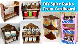 4 EASY DIY SPACE SAVING ORGANIZERS FOR KITCHEN FROM WASTE CARDBOARDS/ 4 SPICE RACKS FROM CARDBOARD