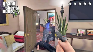 GTA 5 - Michael's FIRST PERSON FIVE STAR COP BATTLE IN HIS MANSION (GTA V Funny Moments)