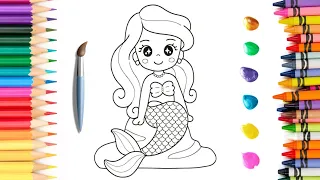 Drawing, Coloring And Glittering Mermaid 🐚🧜‍♀️🪸 Easy Drawing For Kids And Toddlers