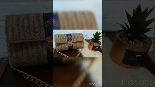 handmade bag with plastic canva شنطة جديدة بخيط الخيش